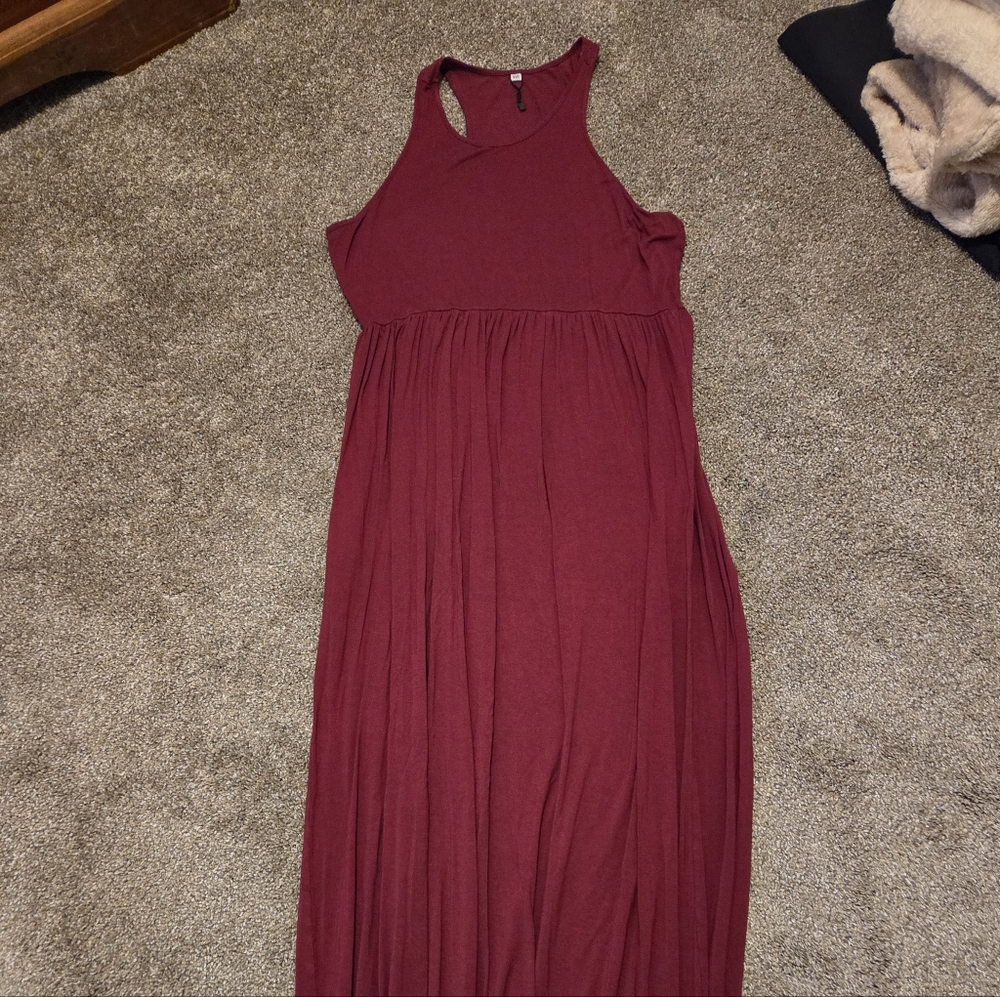 Sleeveless Burgundy Maxi Dress - Casual Comfort